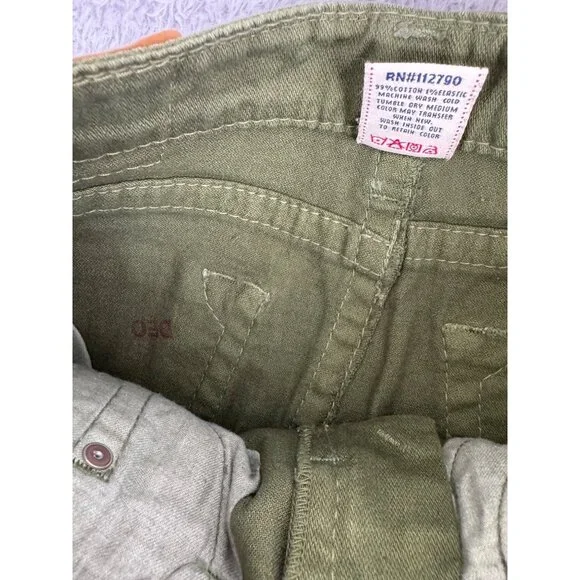 True Religion Womens Green Denim Mini Skirt Size 26 Rare Sample Design NWT - Picture 7 of 12